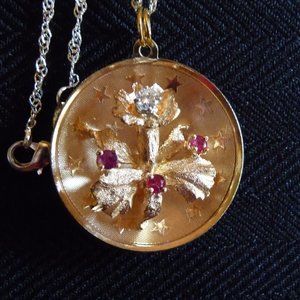 VINTAGE 14K YELLOW GOLD DIAMOND ROUND CHARM/PENDANT